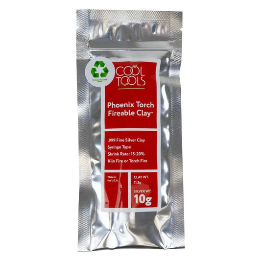 Phoenix Torch Fireable Clay™ jeringa con pasta de arcilla de plata para sinterizar con soplete - 10 gramos - plata fina